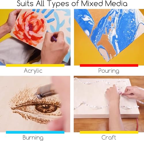MEEDEN Unfinished Wood Canvas Board:6x8 9x12 Canvas Panel Pack of 4 | 1-1/2" Deep Wooden Panel Board, Blank Cradled Wood Art Board for Painting - Rectangle - size: 6x8 9x12 - 4 Pack