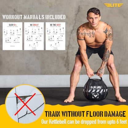 Elite Kettlebell Sandbag - Heavy Duty Sand Weights Bag for Cross Training, Strength Training, Workout, Functional Fitness, Adjustable Weight, Durable Training Equipment for Home & Gym (UN-FILLED) - size: 15-30 lbs