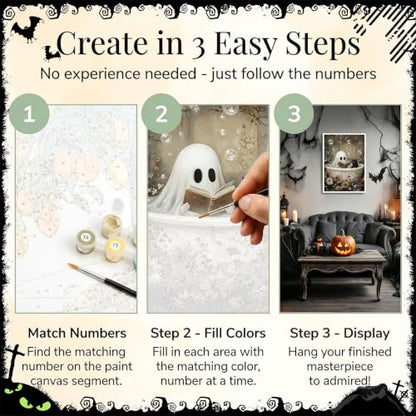 Ausanrl Halloween Paint by Numbers with Frame Wooden Easel - Paint by Number Adult, Halloween Frame Paint by Numbers,Gifts and Home Wall Decor 12x16inch - color: Halloween