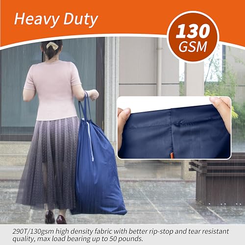 Polecasa 2 Pack Extra Heavy-Duty Laundry Bag with Handles, Navy, 28x36" - color: Navy, size: 28" x 36" | 2 Pack