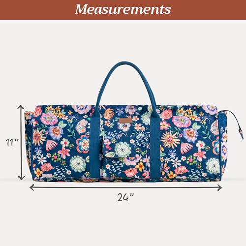 Maison d' Hermine Yoga Mat Duffle Bag Gym Tote Yoga Mat Carry Bag | Cylindrical bag for Woman Men Gifts Adjustable shoulder straps with Drawstring Water Bottle Pocket and zipper pocket - color: Happy Florals - Blue, style: Yoga Mat Tote