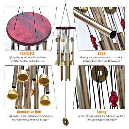 Chinese Traditional Retro10 Tubes 5 Bells Bronze Yard Garden Outdoor Living Wind Chimes 85cm (MT-626)… - size: Flower Bell