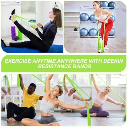 DEEKIN 10 Pcs Resistance Bands Professional Exercise Elastic Bands Latex-Free Yoga Starter Set for Pilates, Physical Therapy, Strength Training, Yoga, Working Out for Women Home Gym - color: Green, style: 5 Lbs