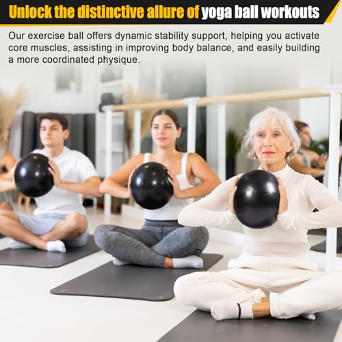 Silipull 18 Pcs Pilates Ring and Ball Set Pilates Equipment for Home Workout 11.8 Inch Magic Circle Rings with Padded Handles, Small Yoga Balls for Strength, Fitness, Toning and Flexibility, Black