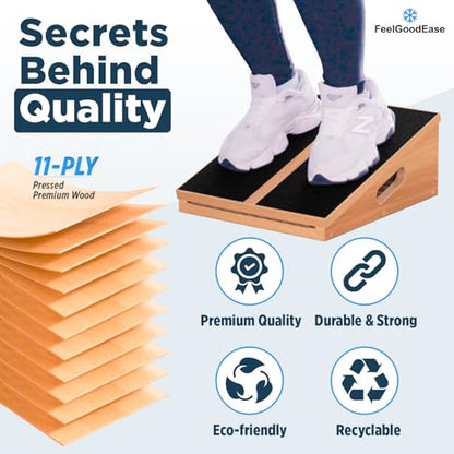 Wooden Slant Board for Calf Stretching with 5 Adjustable Angles, 500 lbs Capacity – Stable Non-Slip Calf Stretcher Incline Board – Calf Stretch Board for Mobility, Knee Pain Relief, Squats & Poster