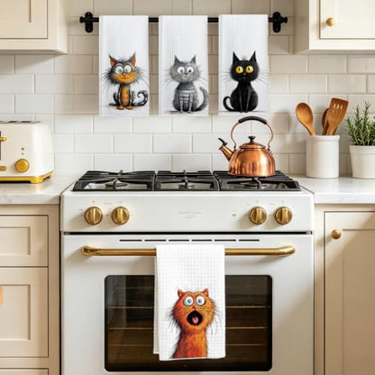 4 Pcs Funny Cat Kitchen Towels, Cute Cats Gifts Reusable Hand Towels-07 - color: Multi 1624