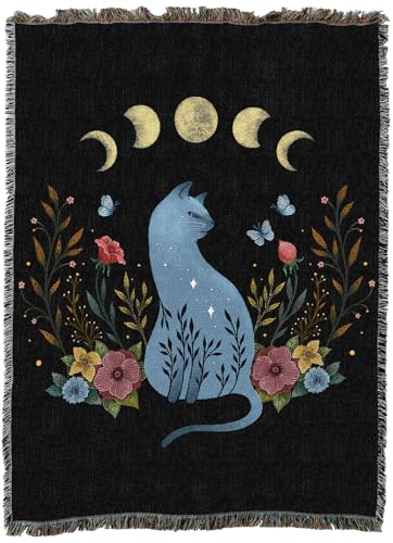 Pure Country Weavers Cat On The Hill by Episodic Drawing - Gift Tapestry Throw Blanket Woven from Cotton - Made in The USA (60X80) - color: Cat on the Hill, size: 60x80