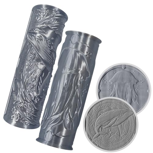 Pottery Clay Animal Texture Roller,Polymer Molding Art Hand Rollers Tools,Embossing Pattern Rolling Pins for DIY Crafts Making,4.1 Inches,Whale and Jellyfish,2 Piece - color: Whale and Jellyfish