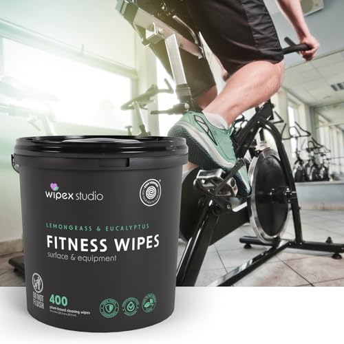 Wipex Gym Cleaning Wipes Bundle – EWG Verified - Get 800 Wipes with (1) Lemongrass & Eucalyptus Bucket & (1) Refill Roll, Plant-Based Fitness Equipment Cloth, Clean Surfaces & Mats