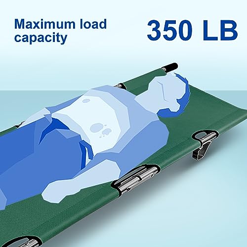 Folding Stretcher for Medical Emergency Heavy Duty Handles - color: Green