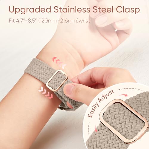 Braided Stretchy Nylon Band Compatible for Apple Watch Bands Women Men - color: MilkTea, size: 38mm/40mm/41mm/42mm