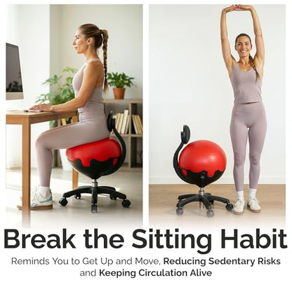 Aeromat Elite Yoga Ball Chair Active Sitting & Adjustable Height 250lbs Cap - color: Grey