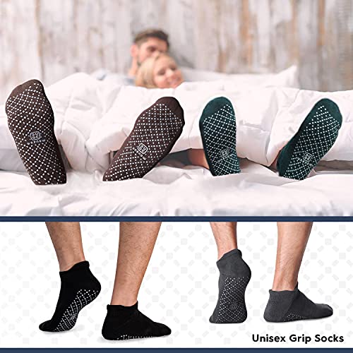 unenow Unisex Non Slip Grip Socks for Yoga Pilates Barre Home & Hospital - color: 4 Pairs-black/Dark Grey/Coffee/Dark Green, size: Small