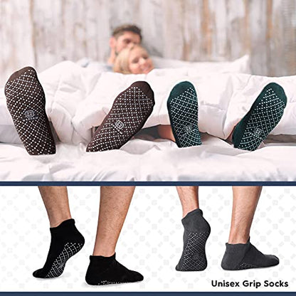 unenow Unisex Non Slip Grip Socks for Yoga Pilates Barre Home & Hospital - color: 4 Pairs-black/Dark Grey/Coffee/Dark Green, size: Small