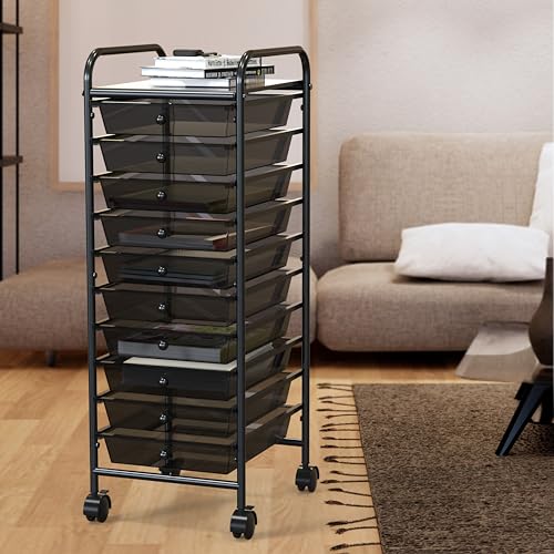 Simple Houseware 10 Drawers Rolling Utility Cart Organizer, Black - color: Black, size: 10 Drawers