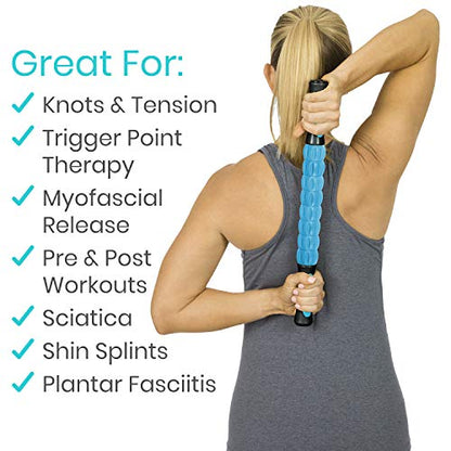 Vive Massage Stick Roller for Muscle, Back, Legs - Deep Tissue Body Fascia | Massager for Hamstring, Calf, Neck Pain, Trigger Point, Exercise -Rolling Relief Tool for Physical Therapy, Recovery