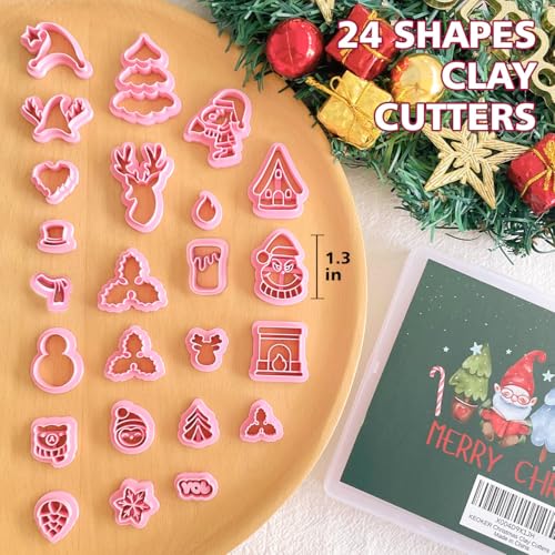 Keoker Christmas Clay Cutters, Christmas Clay Cutters for Polymer Clay Jewelry, 24 Shapes Polymer Clay Cutters Christmas, Polymer Clay Christmas Cutters, Santa Polymer Clay Cutter - color: White all