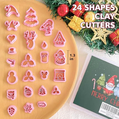 Keoker Christmas Clay Cutters, Christmas Clay Cutters for Polymer Clay Jewelry, 24 Shapes Polymer Clay Cutters Christmas, Polymer Clay Christmas Cutters, Santa Polymer Clay Cutter - color: White all