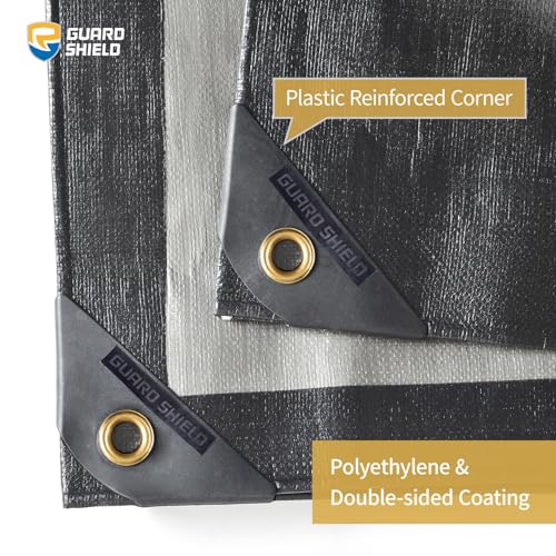 GUARD SHIELD Super Heavy Duty Black/Silver Ploy Tarp Cover 6x8 Feet Waterproof Tarps16mil Thick UV and Tear Resistant Tarpualin - color: Black/Silver, size: 6x8
