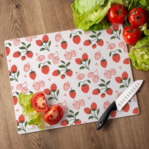CounterArt Tooty Fruity 3mm Tempered Glass Cutting Board 12" x 15" | Serving Board, Charcuterie Board - color: Tooty Fruity