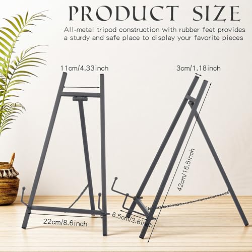 Leinuosen Metal Easel Stand 16.5" H x 8.7" W x 4.3" D Table Top Easel Stand for Display Tripod Art Picture Mirror Modern Plate Holder for Display Book Photo Wedding Sign (Grey,1 Pcs) - color: Grey