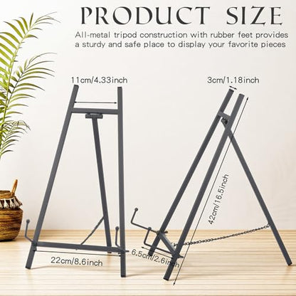 Leinuosen Metal Easel Stand 16.5" H x 8.7" W x 4.3" D Table Top Easel Stand for Display Tripod Art Picture Mirror Modern Plate Holder for Display Book Photo Wedding Sign (Grey,1 Pcs) - color: Grey