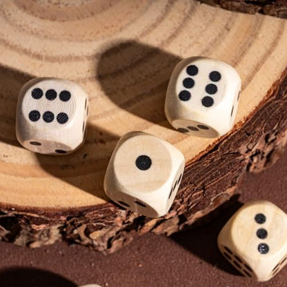 10PCS 16mm D6 Dice Set Wooden 6 Sided Dice for DND RPG Board Games - color: D6-black P
