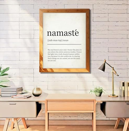 Namaste Definition Yoga Zen Quote Illustration Art Print for Meditation Room Serenity Display, Yoga Studio Harmony Accent, Bedroom Mindfulness Living Room Spiritual Home Office Nursery Dorm Wall Art, Young Yogi Practitioner Teacher Enthusiast Gifts - 8x10