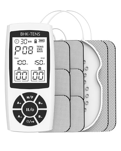 Rechargeable TENS Unit EMS Muscle Stimulator 22 Modes 40 Intensity Dual Channel Electronic Pulse Massager for Neck Back Shoulder Leg Pain Relief, Portable Physical Therapy Machine with 8 Pads - color: 1080beige