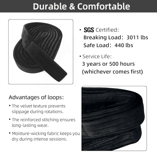 PRIOR FITNESS Aerial Loops Set,SGS Certified,9ft Yoga Straps Trapeze 2pcs - color: black
