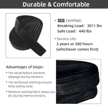 PRIOR FITNESS Aerial Loops Set,SGS Certified,9ft Yoga Straps Trapeze 2pcs - color: black