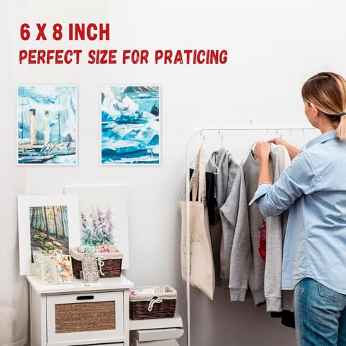 4pk 6x8 Stretched White Blank Canvas - Primed,100% Cotton,Profile of Super Value Pack for Acrylics,Oils & Other Painting - size: 6*8-4