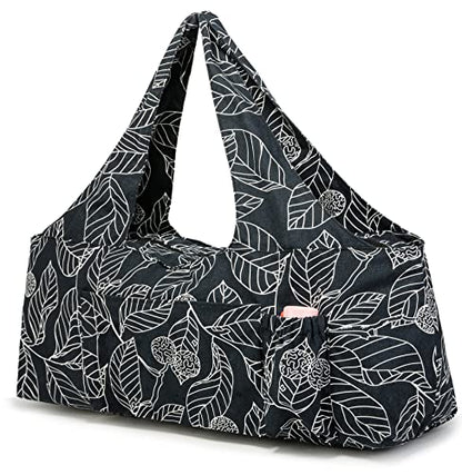 KUAK Extra Large Yoga Mat Bag with Zippered Top & 5 Pockets - Premium Canvas Tote with Yoga Mat Carrying Strap for Pilates, Gym, Fitness Block & Gear