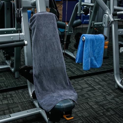 Quick Dry Sports Towel, Highly Absorbent Dark Grey Gym Towel for Workout, Sweat, Fitness, Yoga and Swimming, 10x40 Inches