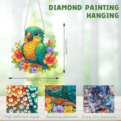 MAXBYE Diamond Art Kits Hanging Bird Pendant, DIY 5D Special Shaped Diamond Painting Craft Gem Art Rhinestone for Adults and Home Window Door Decor 8×8 Inch - color: Bird