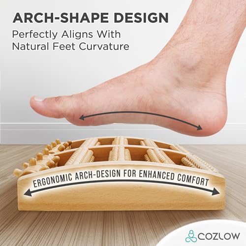 COZLOW - Foot Massager for Plantar Fasciitis Relief - Wooden Massage Roller with Arch Shape Design - Foot Pain Relief, Neuropathy, Heel Spur Pain, Stress Relief, and Relaxation - Muscle Therapy Tool - style: Wooden Massage Roller