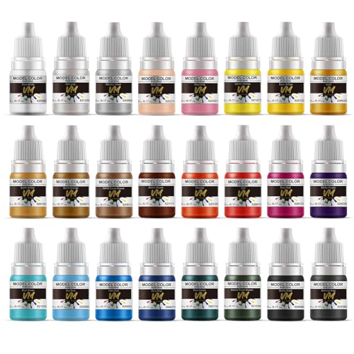 VM Basic Colors Miniature Paint Set,Acrylic Paint Kit for 3D Figures,Crafts | 5ml x24 Bottles Water-based Model Paint ,Plastic Model Painting for Figurines Scale Model, Plastic/Metal/Resin/ Models - color: 24 Color Basic Colors