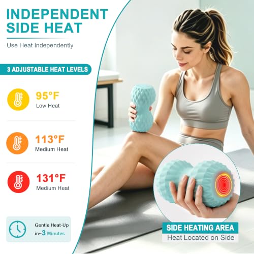 HODEMI Vibrating Peanut Massage Ball with Heat, Deep Tissue Trigger Point Massager for Back, Neck & Spine, Double Lacrosse Design for Myofascial Release & Muscle Relaxation