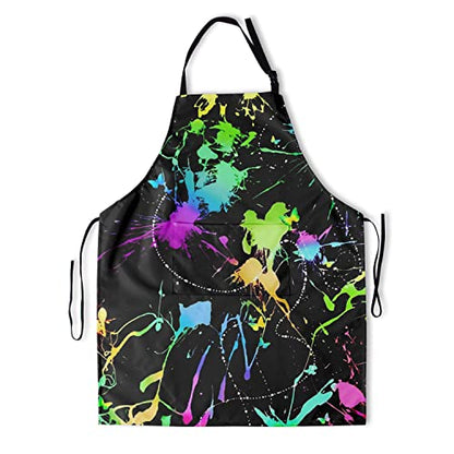 Giwawa Unisex Adult Apron Waterproof Stain Resistant Kitchen Cooking Apron with 2 Pockets for BBQ Grill Painting - color: Black Oil Paint