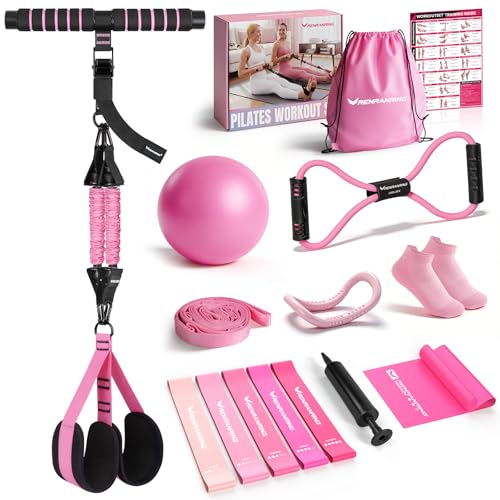 2026 Upgraded Pedal Resistance Bands with Handles - color: Pink