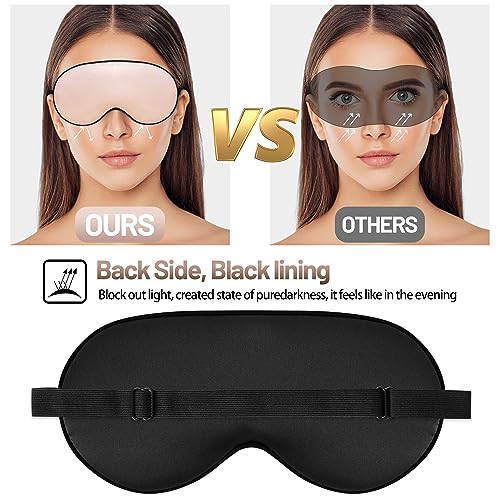 Silk Sleep Mask, Blackout Eye Mask for Sleeping with Adjustable Strap - color: Pink