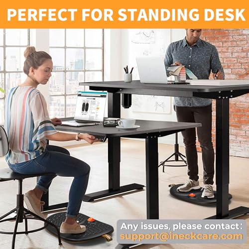 Trobing Standing Desk Mat Balance Board with Rollerball, Wooden Wobble Anti Fatigue Mat Balance Board for Standing Desk, Home Office Non-Slip Comfort Floor Mat to Relieve Foot, Knee, and Back Pain - color: C: Large Black ( 24 inch )