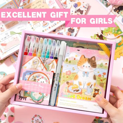166pcs DIY Journal Kit for Girls Scrapbook Supplies Kit for Kids Tween | Girl Gifts Trendy Stuff Stocking Stuffers Stationery Set Journaling Supplies Cute Stickers Art Crafts Kit Ideal Gifts