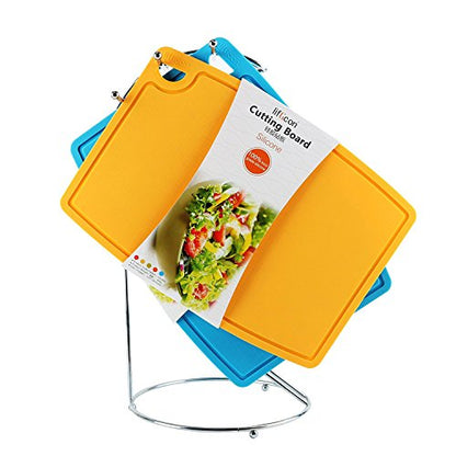 Liflicon Thick Silicone Cutting Board 12.6'' x 9.1'' Juice Grooves Easy Grip Handle Dishwasher Safe-Yellow - color: Yellow, size: 12.6"L x 9.1"W
