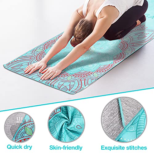 MoKo Yoga Towel, Non-Slip Hot Yoga Mat, 74.4 x 27.4 in | Quick-dry yoga mat towel with corner pocket for a stable, portable yoga setup - color: Lotus