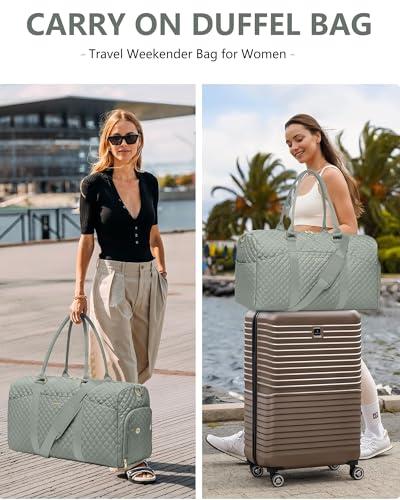 Women Weekender Travel Duffle Bag: Travel Duffel Overnight Bags with Shoe Compartment Large Carry on Tote with Toiletry Bag Weekend Traveling Yoga Gym Hospital Bag for Women with Wet Pocket Green - color: 04-Sage Green, size: Large