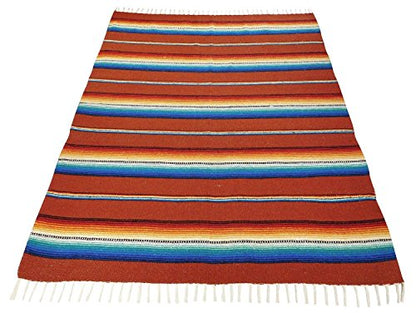 New Blanket Throw Sarape Bed Cover Terracota Mexico Beach Yoga Mat Travel 5'x7'