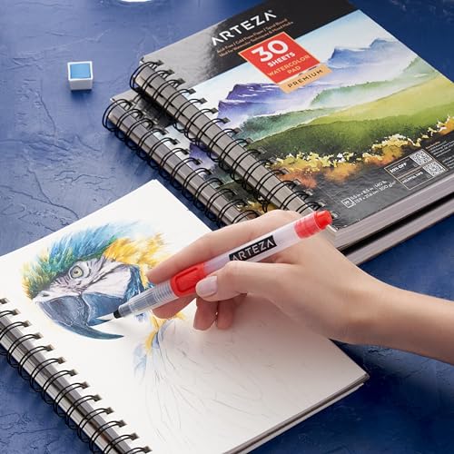 ARTEZA Watercolor Paper, Pack of 3, 30 Sheets Each, 5.5x8.5 Inches Watercolor Pad, 140lb/300gsm, Cold Press, Acid Free Art Paper - color: White