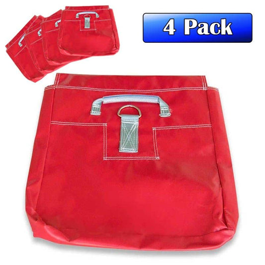 Extra Durable Strong Vinyl Sand Bag | Red PVC | 21" x 21" | Used to Support and Anchor Inflatables, Bounce Houses, Water Slides, Tents, and More | Holds Up to 50 Pounds | 4 Pack
