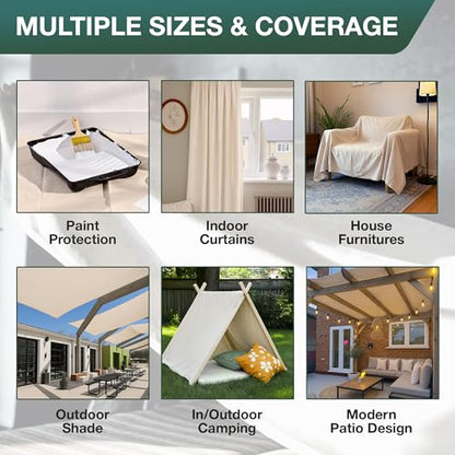 All Purpose Canvas Drop Cloth by CCS CHICAGO CANVAS & SUPPLY - Paint Tarp, Canvas Fabric, Drop Cloth Curtains, Paint Drop Cloth, Washable & Reusable Drop Cloth for Painting - 4 by 50 Feet - size: 4 by 50 Feet